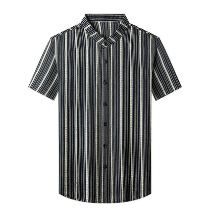 Cotton Stand Collar Chinese Style Short Sleeve Shirt