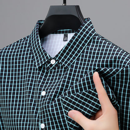 Long Sleeve Fine Plaid Shirt For Men Spring And Autumn