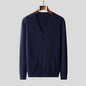 Pure Wool Knit Cardigan Men's Casual V-neck Sweater Coat