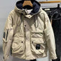 Men's Workwear Multi-pocket Loose Reversing Cotton Jacket Outdoor Hooded Warm