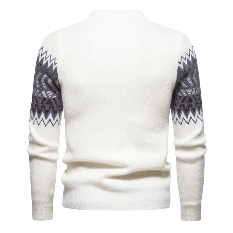 Printed Round Neck Sweater For Men